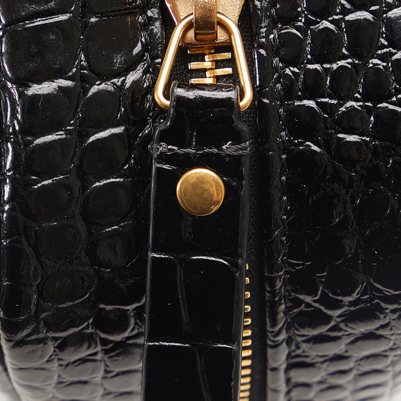 Pre-Loved Saint Laurent Medium Croc Embossed Patent Camera Bag - Picture 8 of 10